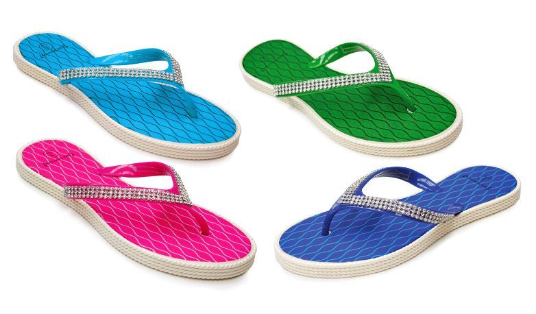 48 Wholesale Women's Sandals With/ Rhinestone Straps - Assorted Colors