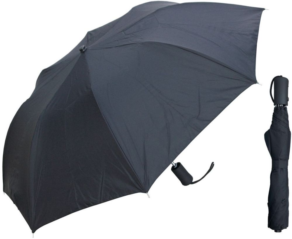 6 Wholesale 42" Auto Open Deluxe Black Umbrellas With/ Rubberized Handle