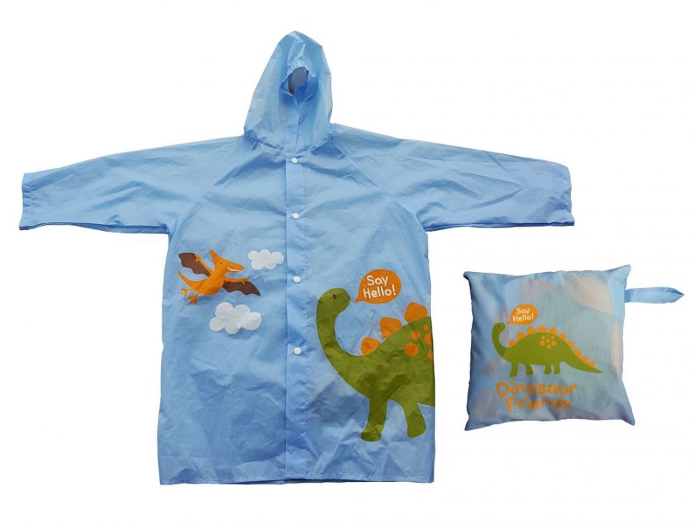 6 Wholesale Children's Vinyl Dinosaur Raincoats With/ Travel Pouch