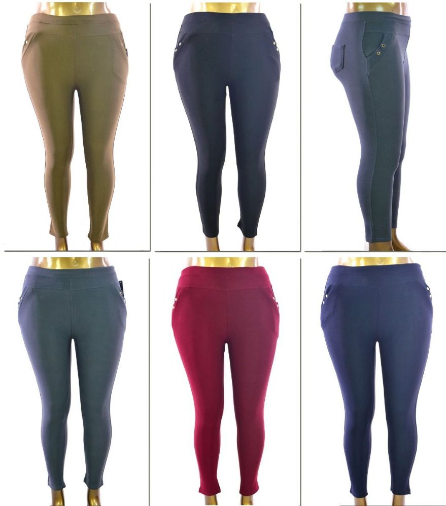 72 Wholesale Women's Plus Size PulL-On Pants W/ Front & Back Pockets - Assorted Colors - Sizes 1X-3x