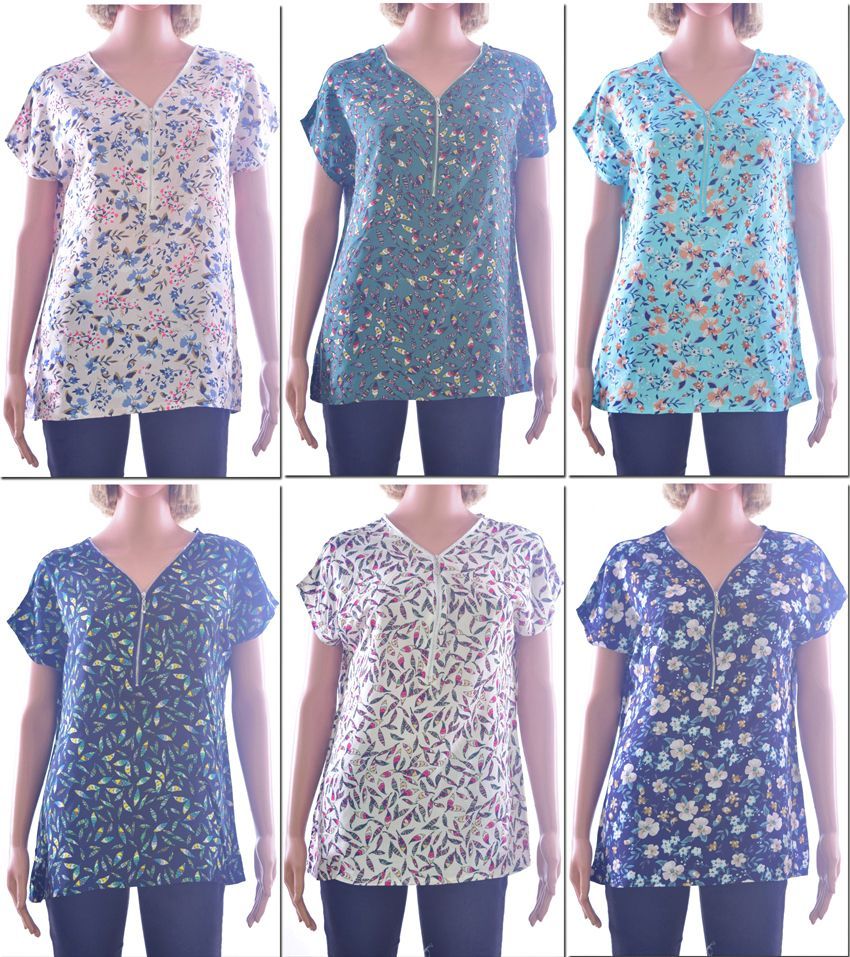 72 Pieces of Women's Fashion Tops With/ Front Zipper - Floral Prints - Sizes MediuM-Xxl