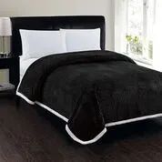 4 Wholesale Corduroy Sherpa Blanket In Black Queen Size