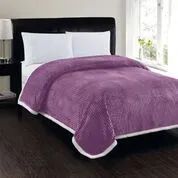4 Wholesale Corduroy Sherpa Blanket In Mauve Queen Size