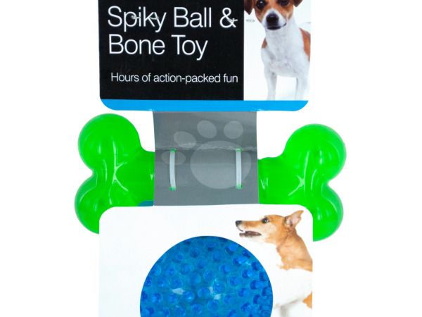18 Wholesale Spiky Ball & Bone Dog Toy Set