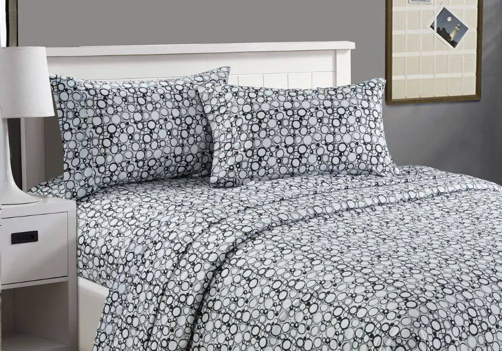 12 Wholesale Printed Cozy Home Sheet Set King Size In Black Circles