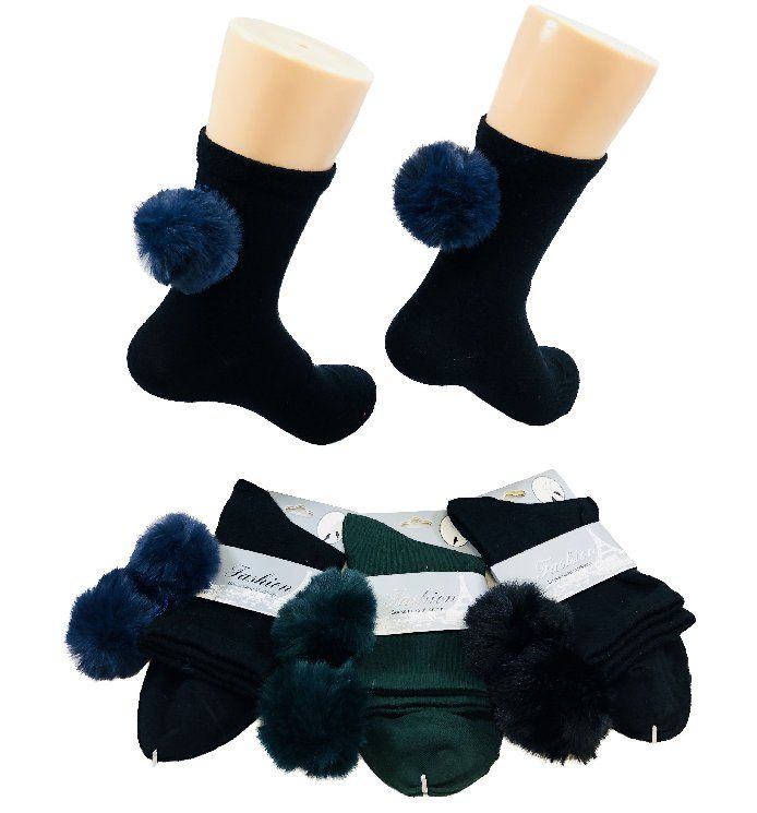 36 Wholesale Ladies Fashion Socks [poms Poms]