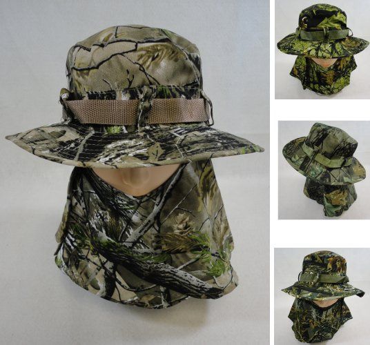 24 Pieces Floppy Boonie Hat Hardwood Camo Snap Up Face & Neck Cover -  Cowboy & Boonie Hat - at 