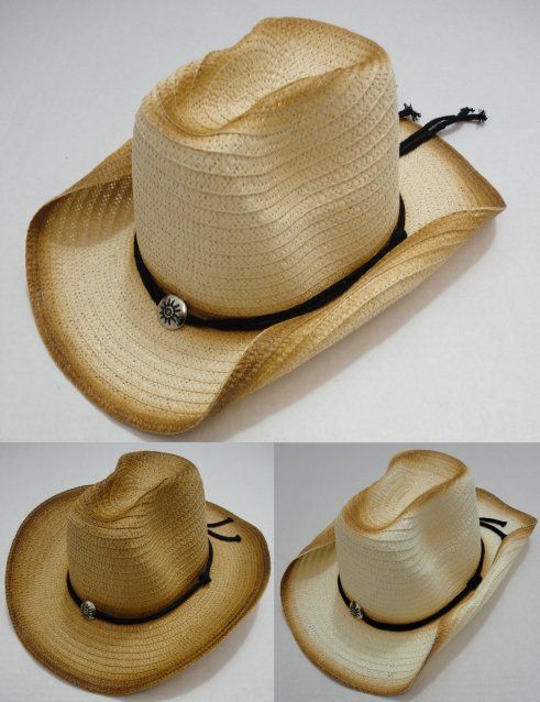 24 Wholesale Cowboy Hat With Medallion [distressed Look]
