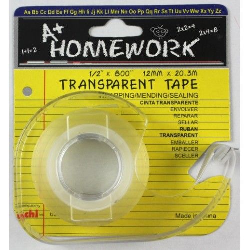144 Pieces of Stationery Tape - Clear - 1/2" X 800" - W/dispenser