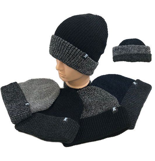48 Pieces of Plush Lined Knit Toboggan TwO-Tone