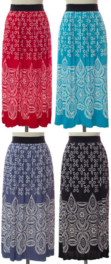 24 Wholesale Printed Skirt Assorted