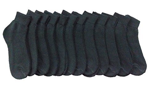 12 Pairs of Yacht & Smith Men's Loose Fit NoN-Binding Cotton Diabetic Ankle Socks Black King Size 13-16