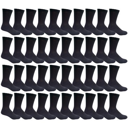 240 Pairs of Yacht & Smith Kid's Cotton Terry Cushioned Athletic Black Crew Socks
