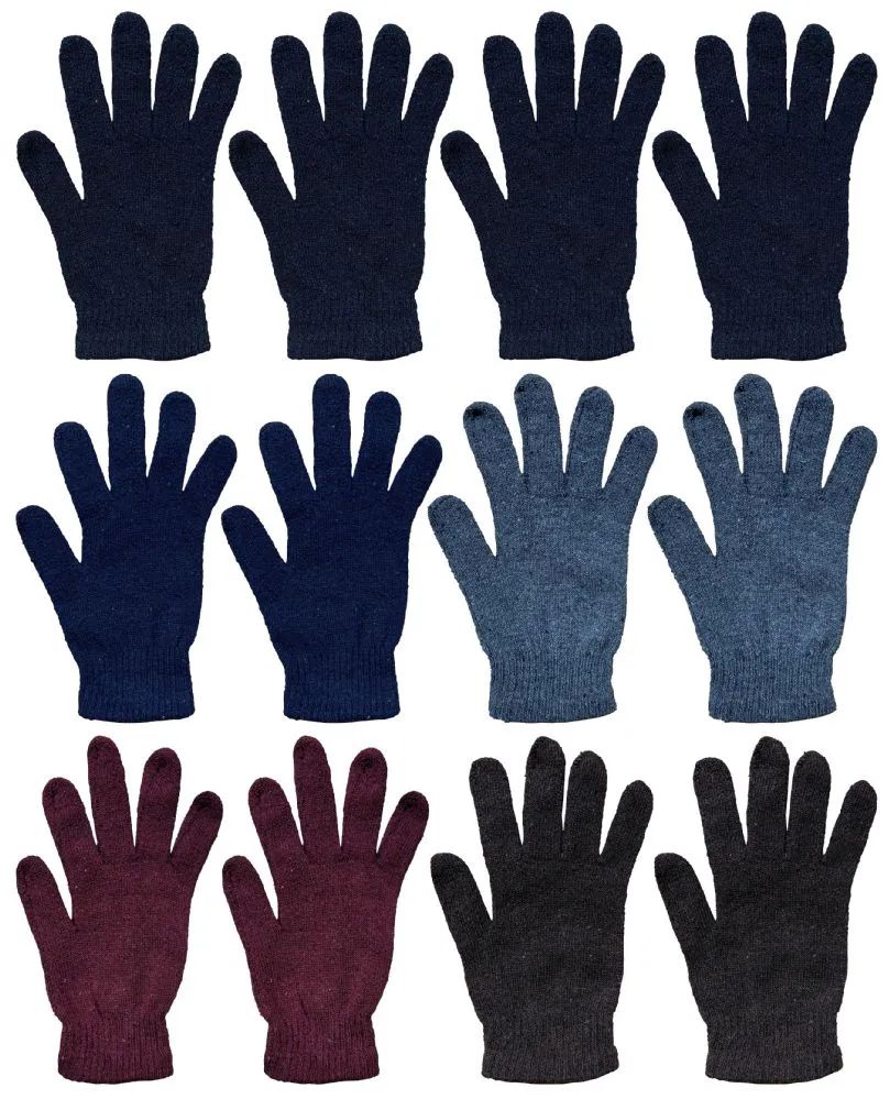12 Wholesale Yacht & Smith Men's Winter Gloves, Magic Stretch Gloves In Assorted Solid Colors