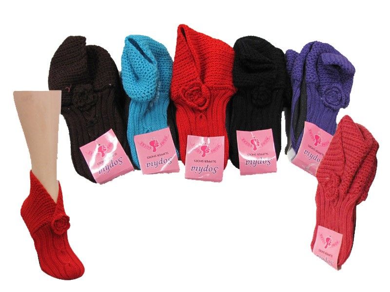 24 Pairs of Ladies Winter Knit Slipper Socks