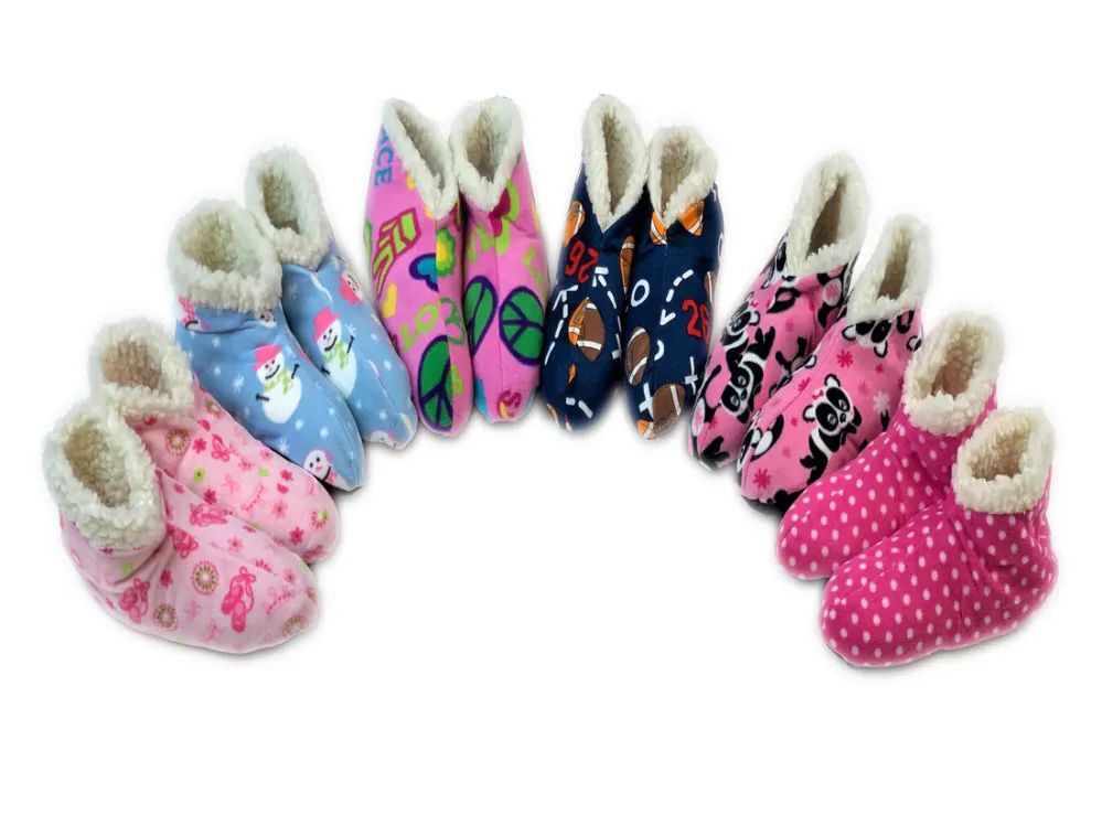 36 Pairs of Ladies Sherpa Lined Printed Slipper Socks