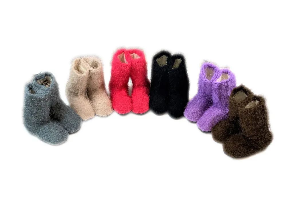 24 Pairs of Ladies Colorful Fuzzy Slipper Boot With Rubber Grip