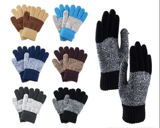 144 Pairs of Big Kids Winter Two Tone Pattern Gloves With Fur Inside