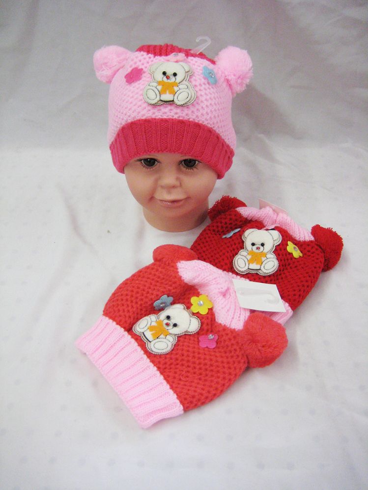 36 Pairs of Baby Girls Winter Warm Bear Beanie Hat