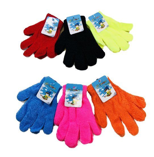 Fluoro Colour  Knitted 1 Pair Kids Winter Gloves Free shipping 