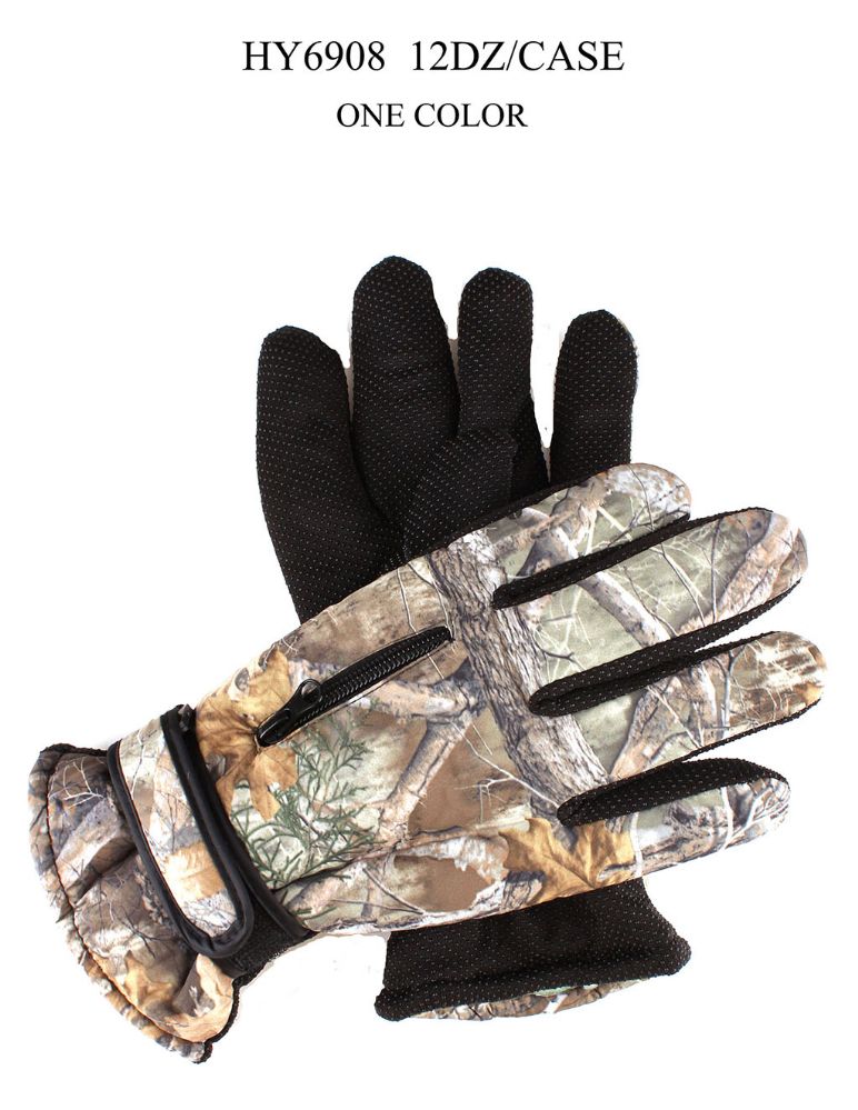 48 Pairs of Adults Camouflage Ski Glove With Gripper Palm And Zipper Pocket
