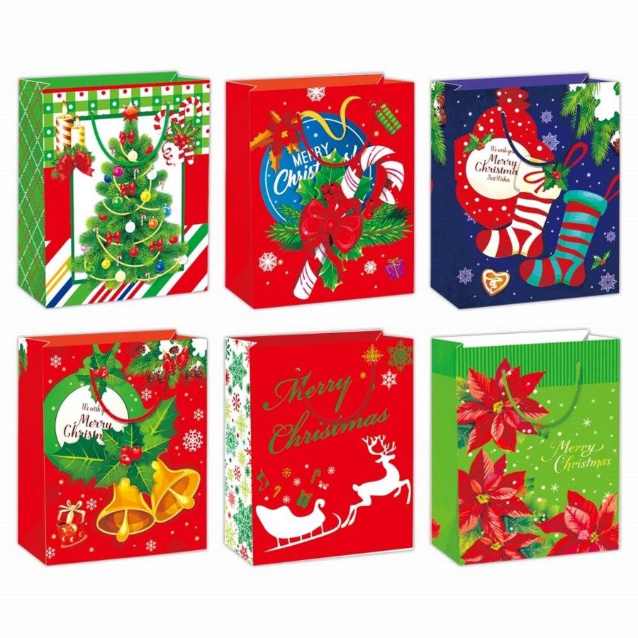 96 Pieces of Gift Bag Xmas Three Pack In Small