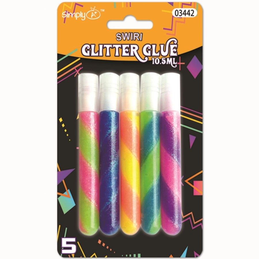 96 Pieces Swirl Glitter Glue Five Piece Pack - Craft Glue & Glitter