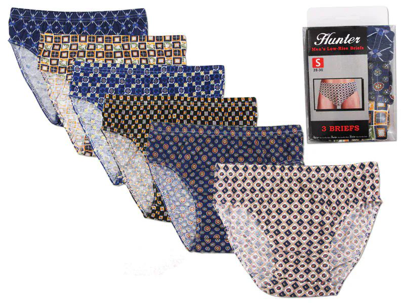 144 Pieces Mens Cotton Brief With Print Mens Underwear at