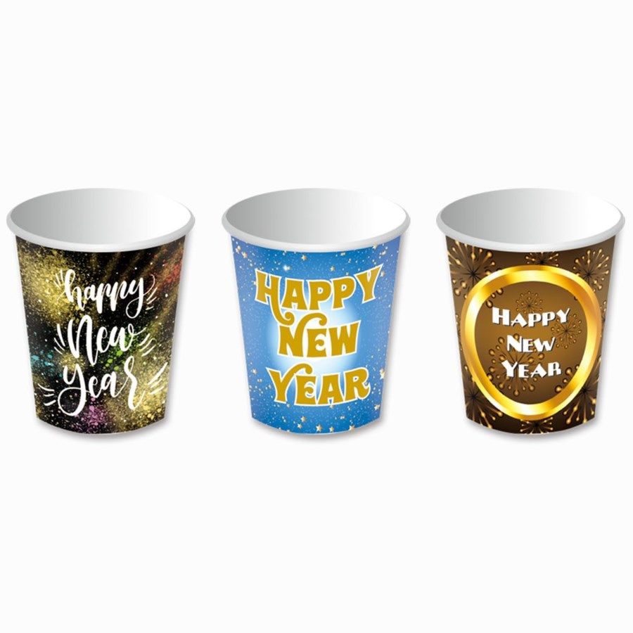 144 Pieces of Happy New Year Paper Cup Ten Count Nine Ounce