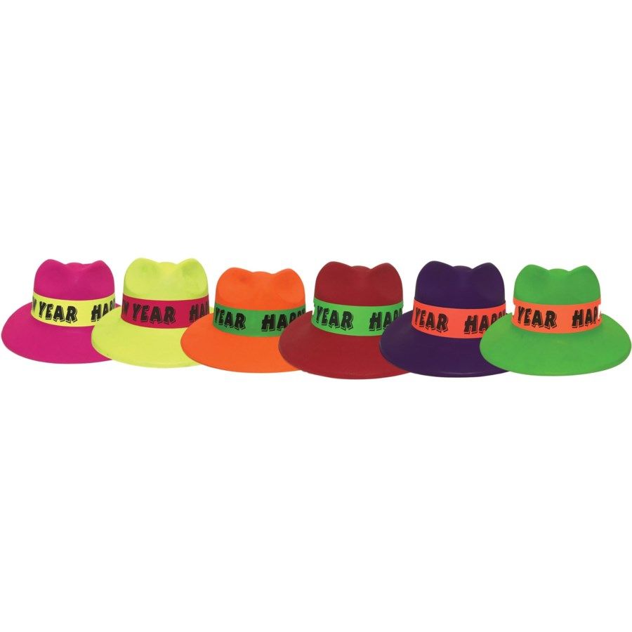 144 Pieces of New Year Trilby Hat Neon Colors