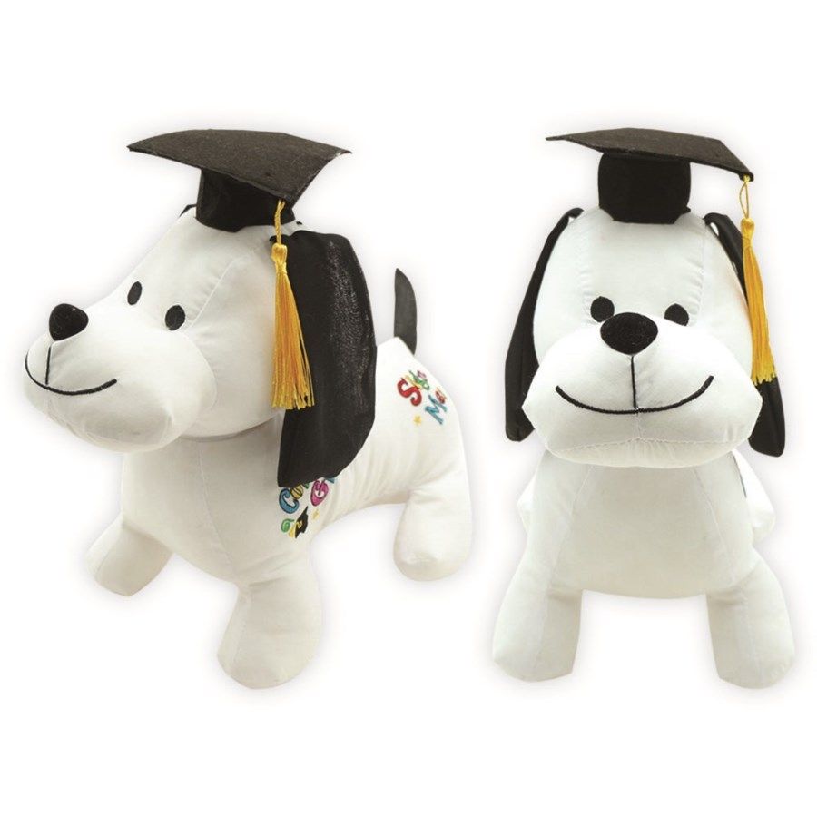 graduation stuffed dog
