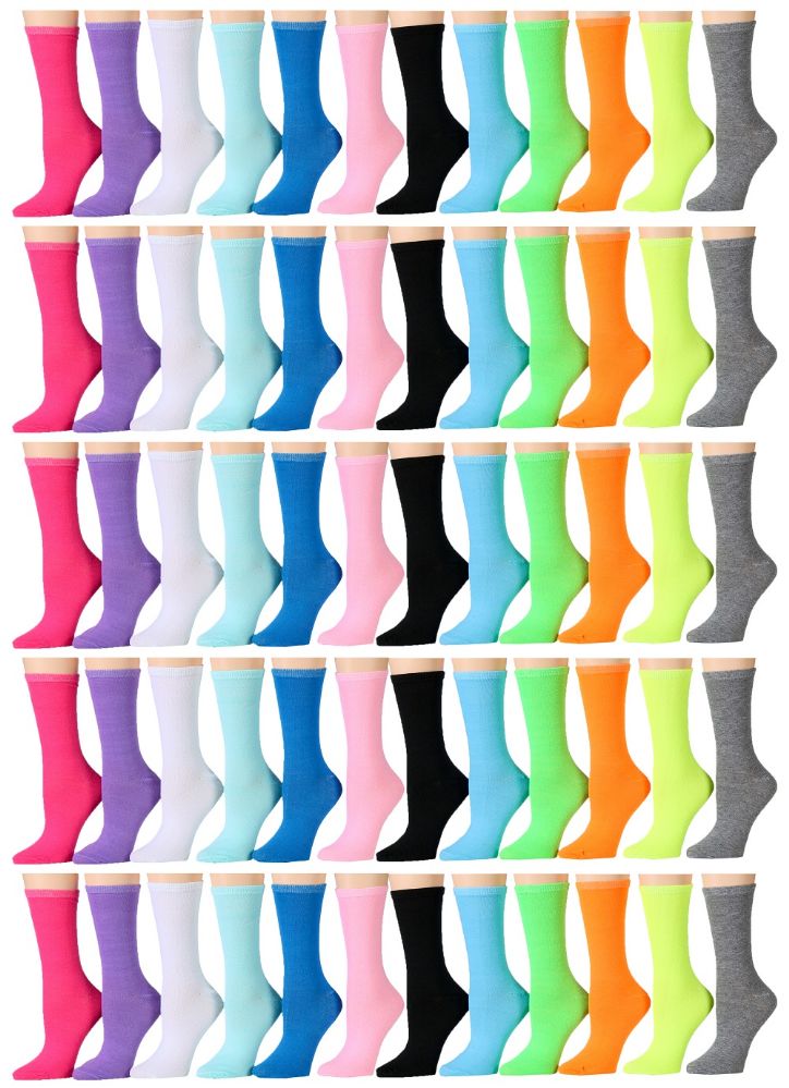 60 Pairs of Yacht & Smith Women's Assorted Colored Crew Socks