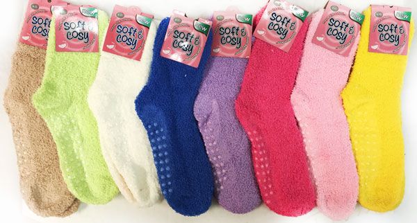 12 Pairs of Solid Color Ladies' Fuzzy Socks With Anti Skid Assorted