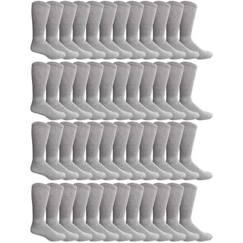 48 Pairs of Yacht & Smith Men's Cotton Diabetic Gray Crew Socks Size 13-16