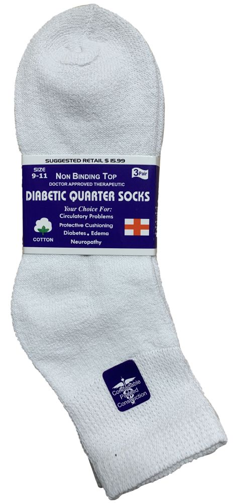 6 Pairs of Yacht & Smith Women's Diabetic Cotton Ankle Socks Soft NoN-Binding Comfort Socks Size 9-11 White