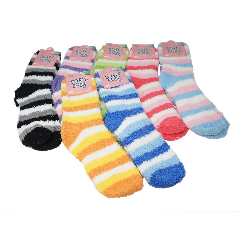 144 Pairs Winter Super Soft Warm Women Soft & Cozy Fuzzy Socks - Size 9-11 - Womens Fuzzy Socks