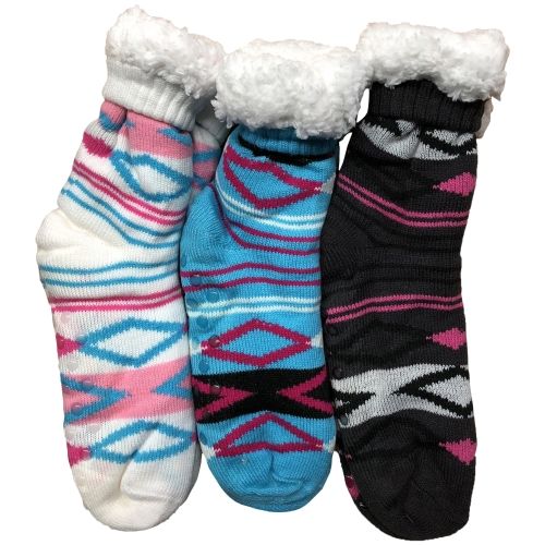 3 Pairs Prestige Edge 3 Pairs Of Sherpa Fleece Lined Slipper Socks