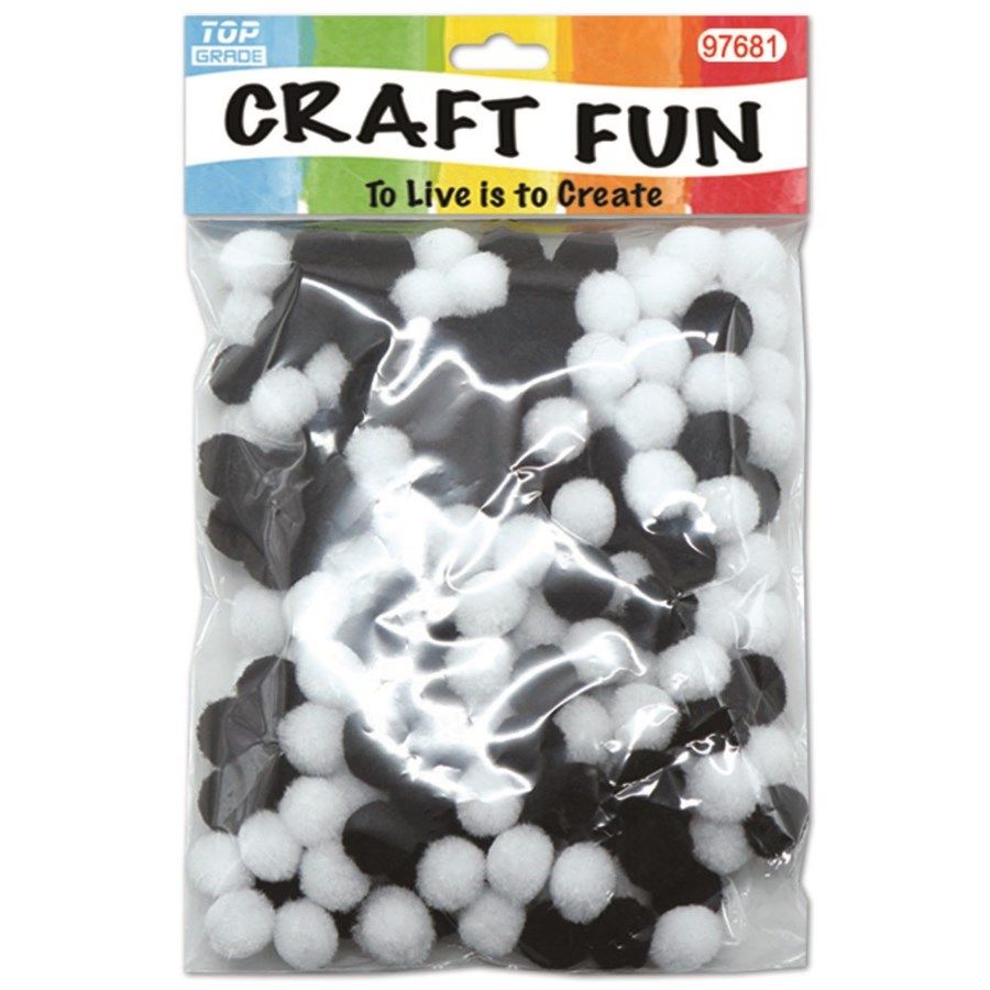 144 Pieces of Two Hundred Count Pom Pom Black And White