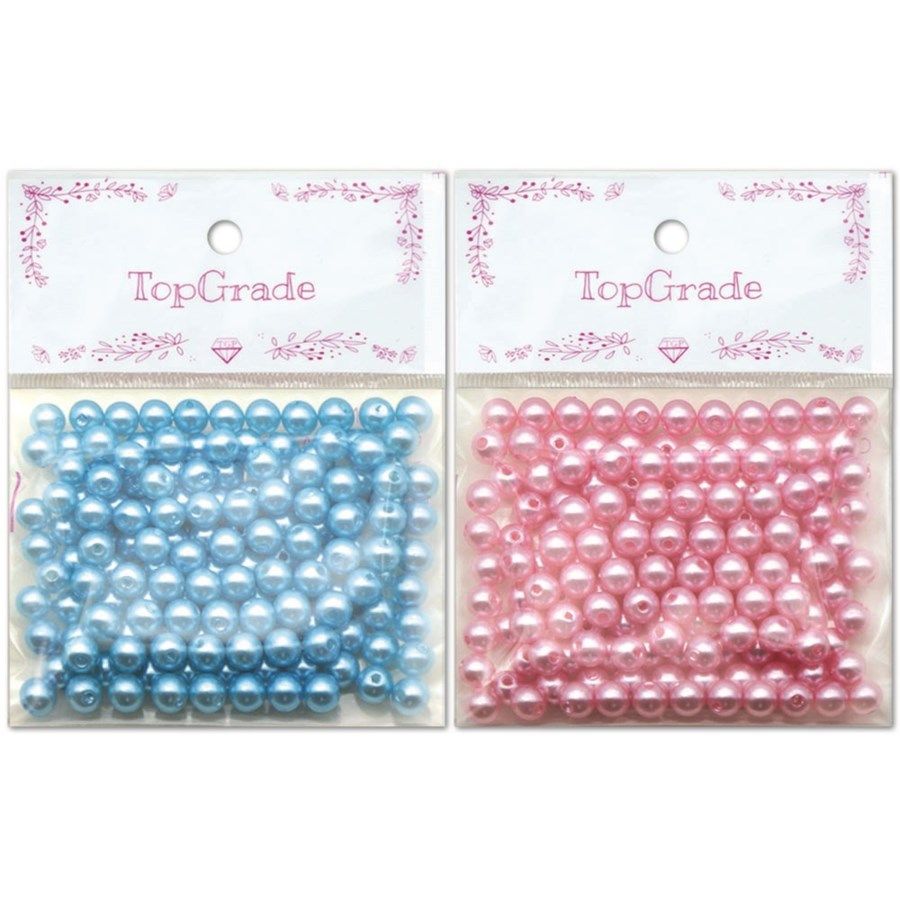 144 Wholesale Acrylic Pearl Beads Pink And Blue