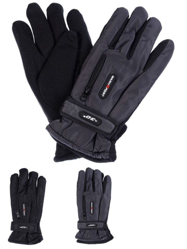 36 Pairs of Men Winter Ski Glove With Zipper And Fleece Lining