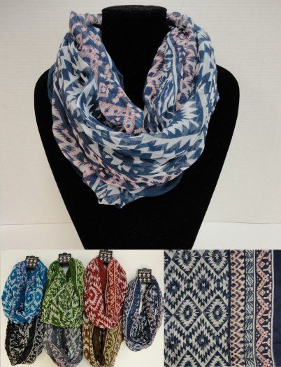 12 Pieces of ExtrA-Wide Light Weight Infinity Scarf [aztec]