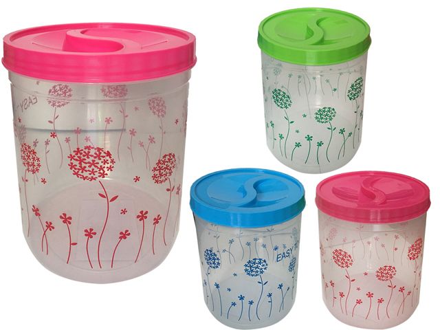 72 Wholesale Large Capacity Printed 3 Pcs Set Containers For Kitchen And Pantry Storage For Cereal, Flour, Cooking