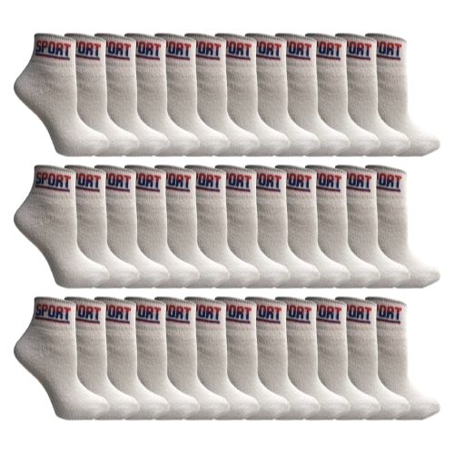 36 Pairs Yacht & Smith Women's Usa American Flag Low Cut Ankle Socks, Size 9-11 White, - Womens Ankle Sock