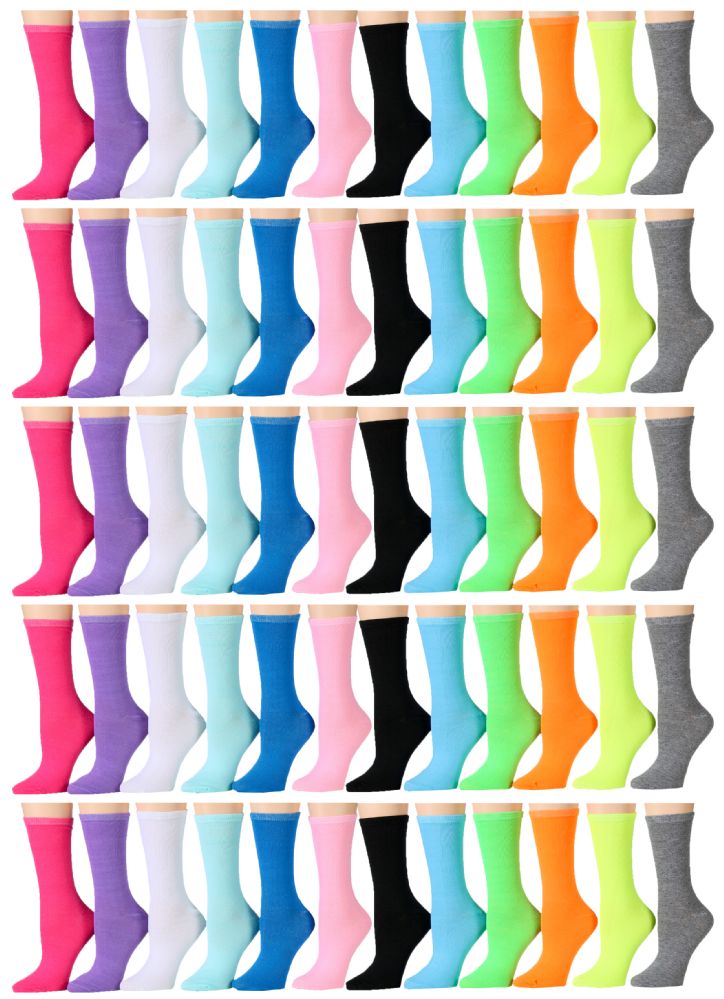 60 Pairs of Yacht & Smith Women's Printed Crew Socks Many Colors, Soft Touch Fun Prints