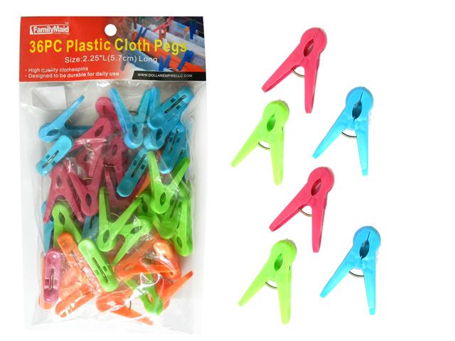 72 Pieces of 36pc Plastic Cloth Pegs