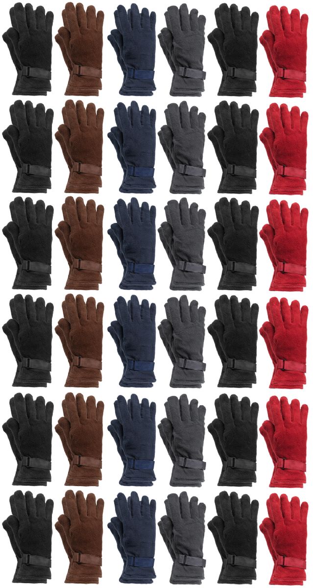 48 Pieces of Yacht & Smith Men's Assorted Colors Fleece Gloves