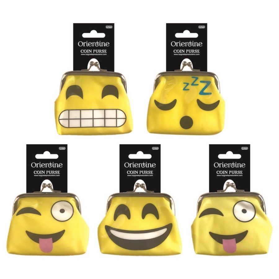 144 Pieces Coin Purse Emoji Leather Purses and Handbags at