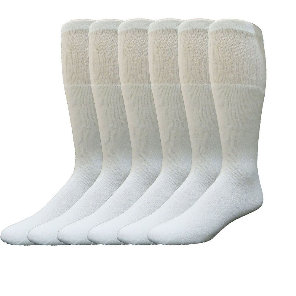 6 Pairs of Yacht & Smith Women's Cotton Tube Socks, Referee Style, Size 9-15 Solid White