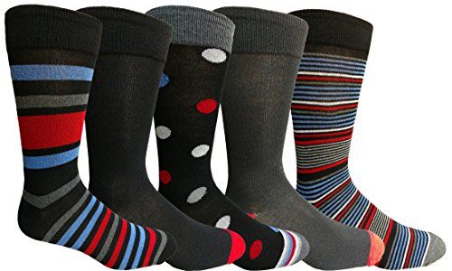 Yacht&smith 5 Pairs Of Mens Dress Socks, Colorful Fun Pattern Design, Casual (assorted m) - Mens Dress Sock