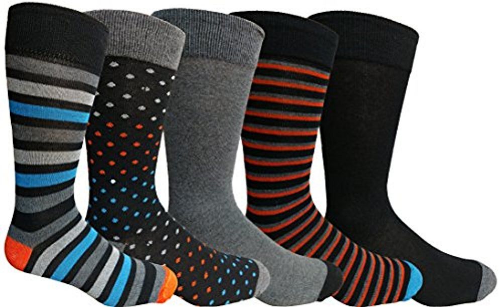 Yacht & Smith 5 Pairs Of Mens Dress Socks, Colorful Fun Pattern Design - Mens Dress Sock